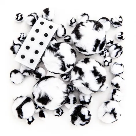 Pompony akrylowe dpCraft Animal Zebra, 45szt